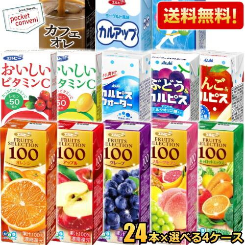 送料無料 エルビー紙パック飲料 選べる4ケース 計96本セット 果汁100 ジュース C1000 スポーツドリンク カフェオレ お茶 緑茶 Elbee 96set ポケットコンビニ ヤフー店 通販 Yahoo ショッピング