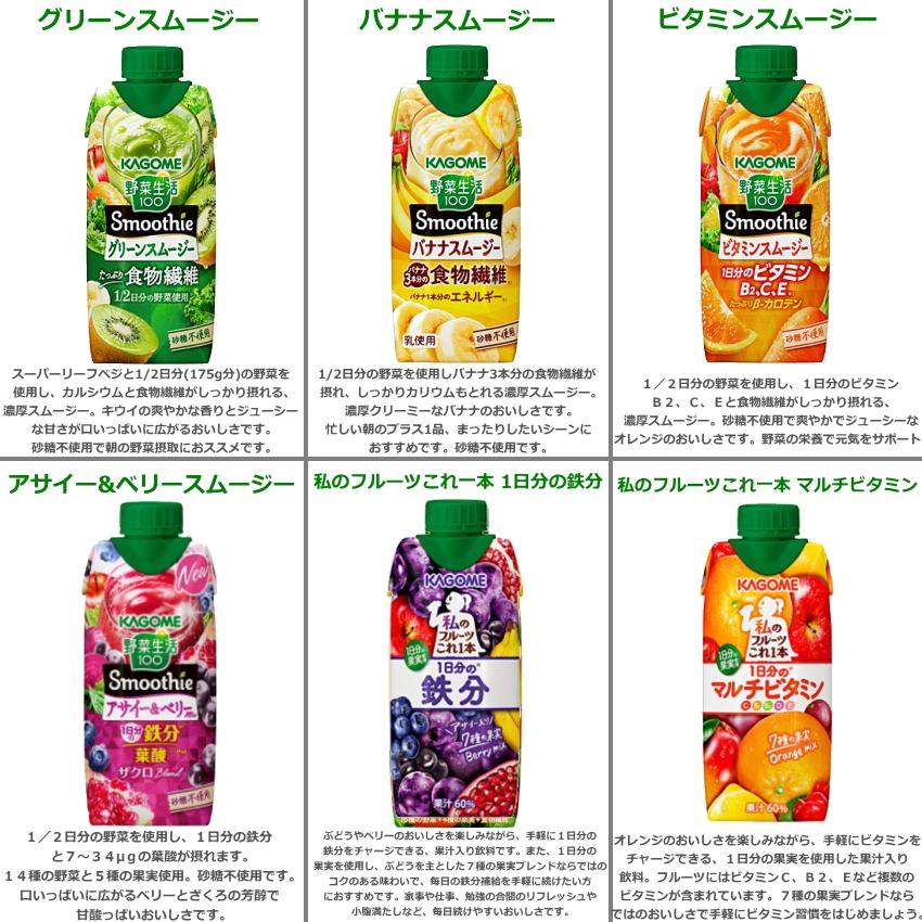 野菜生活100 Smoothie 送料無料 カゴメ 野菜生活スムージー 選べる24本