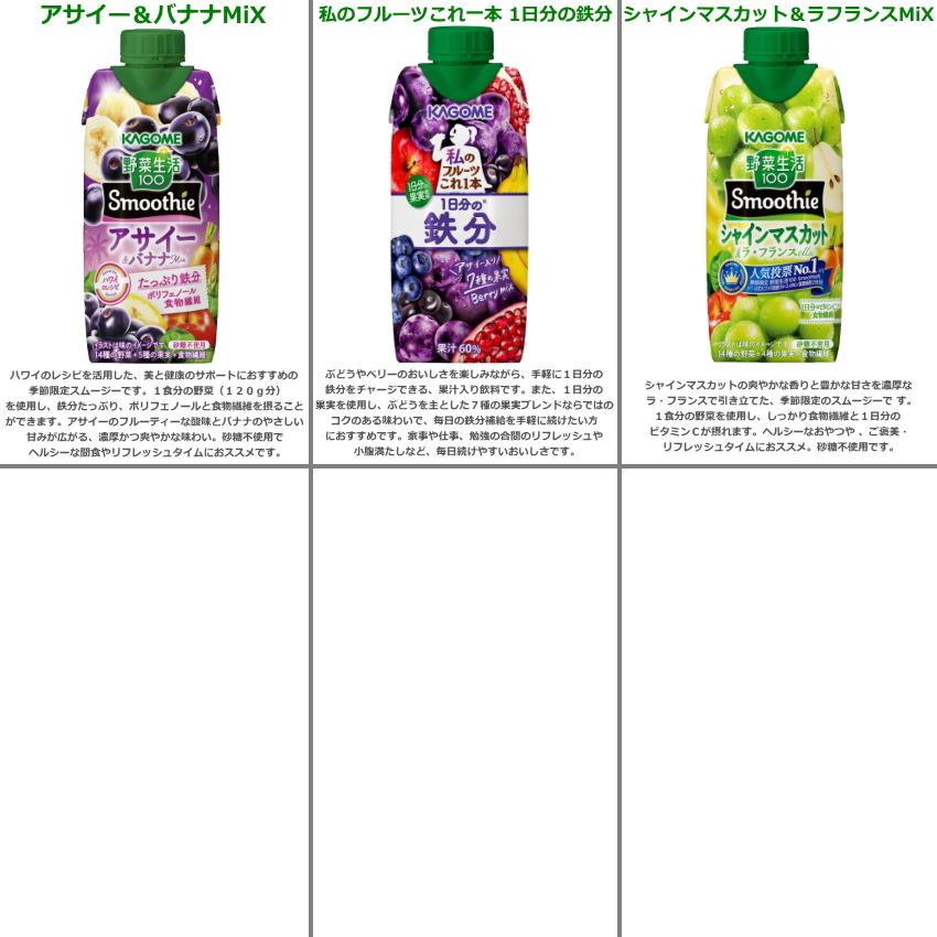 野菜生活100 Smoothie 送料無料 カゴメ 野菜生活スムージー 選べる24本