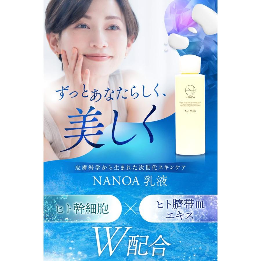 乳液 (ナノア)NANOA 皮膚科医が大注目のヒト幹細胞 ミルク クリーム EGF エイジングケア エクソソーム セラミド ビタミンC誘導体 無添加 日本製｜pocket30｜02