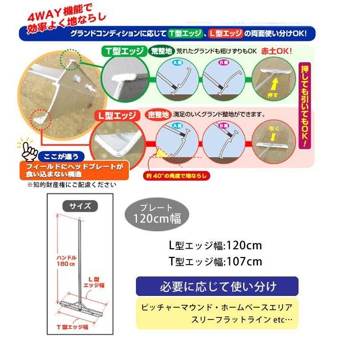 アルミトンボ 3本セット 120cm幅 4WAY機能 グラウンド整備 レーキ_1