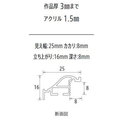 額縁 A4サイズ ブラックレザー 297×210mm アルミフレーム デッサン額の画像