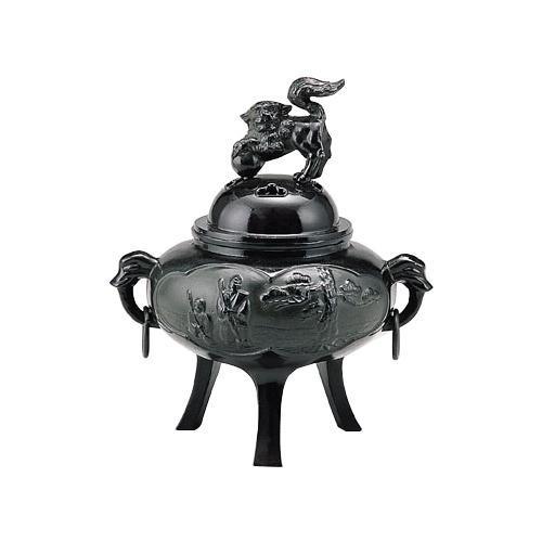 高岡銅器 高砂　カン付　茶黒色　香炉　160-07