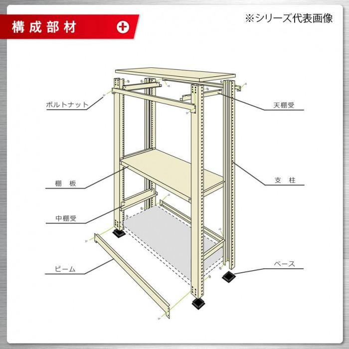 軽中量ラック 耐荷重150kg 単体 アイボリー 4段 倉庫 収納 スチール棚の画像