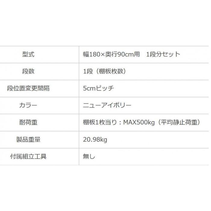 中量ラック 追加棚板 耐荷重500kg 間口1800×奥行900mm スチールの画像