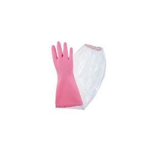 東和コーポレーション　TOWA　腕カバー付手袋　ビニスター腕カバー付　721　10双　ピンク　フルールあつ手　M