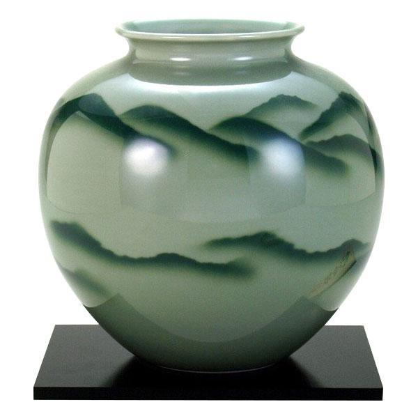 九谷焼 8号花瓶 青磁山 N174-02 