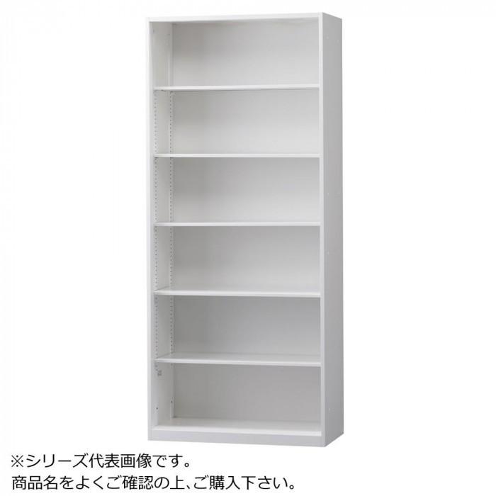 壁面収納庫 オープン書庫 浅型 高さ2100mm スチール製 可動棚 ホワイトの画像