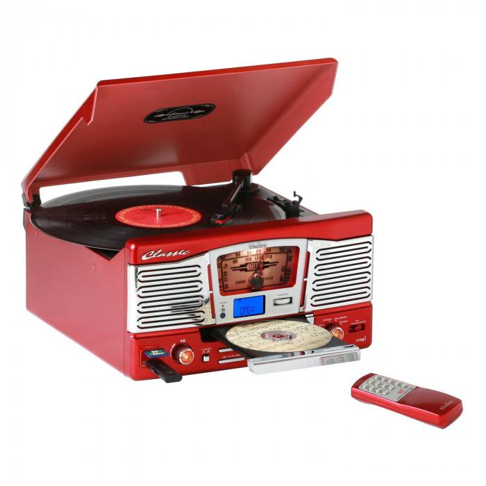 アメリカンポップス調　多機能レコードプレーヤー　レッドモデル　TCD-682E