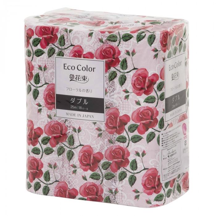 高級感 ダブル トイレットペーパー 丸富製紙 エコカラー花束 2649 18R×6セット ピンク フローラルの香り トイレットペーパー