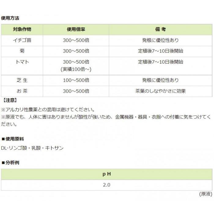 植物活性剤 キトキング 18L リンゴ酸 キトサン配合 活力液 日本製の画像