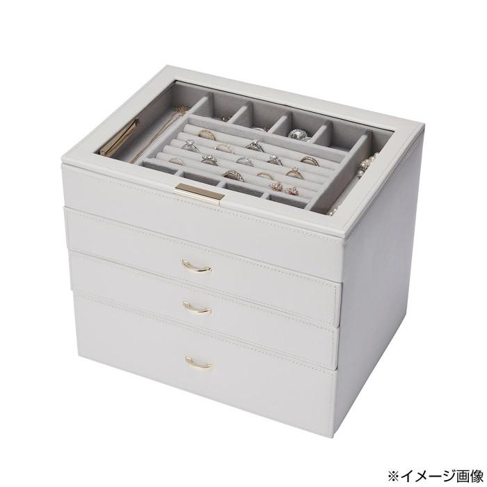 ジュエリーケース 大容量 ジュエルケース 合成皮革 鏡付 時計クッション付 宝石箱_3