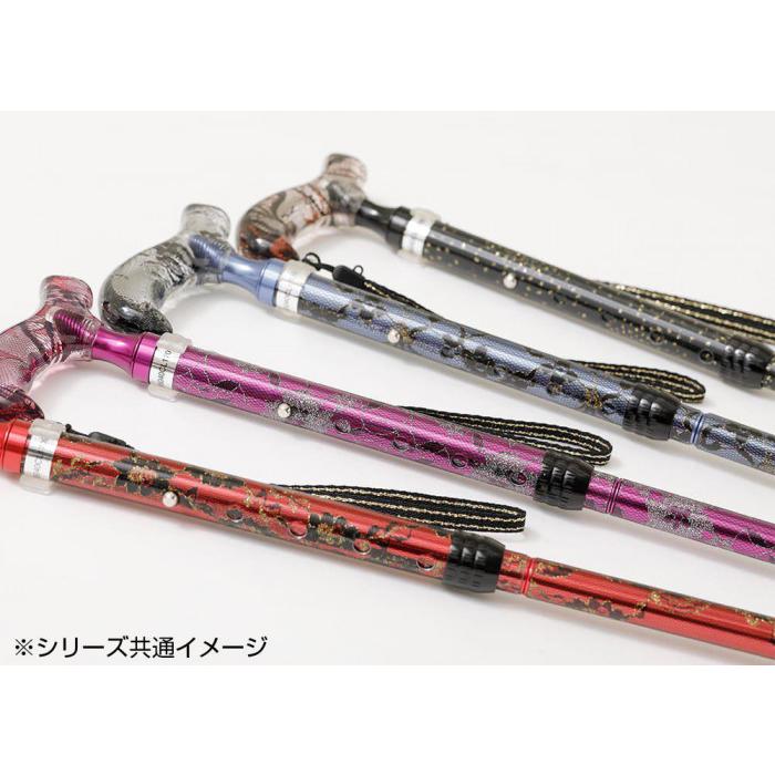 折りたたみ杖 パープル レース花柄 エレガント コンパクト ステッキ