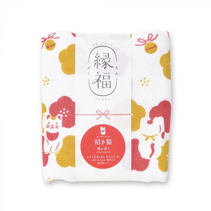 縁福タオル 招き猫 綿100％ 日本手ぬぐい 粗品 挨拶 ギフト 雑貨