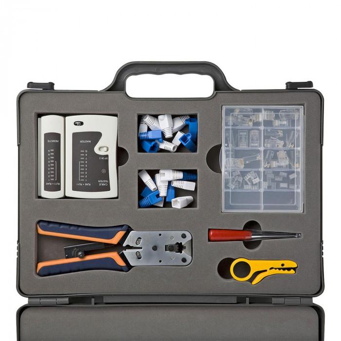 LANケーブル自作工具キット カテゴリ6 5e対応 テスター かしめ工具 収納_1