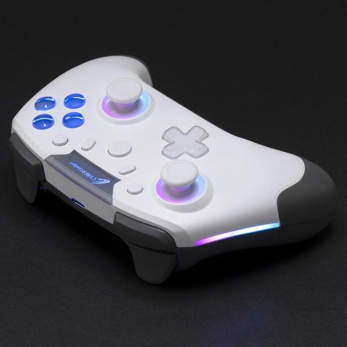 ゲーミングコントローラー Switch対応 無線 背面ボタン LED搭載 ホワイトの画像