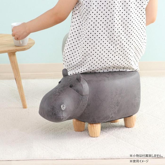 アニマルスツール カバ ダークグレー キュートサイズ 耐荷重80kg 子供用 椅子の画像