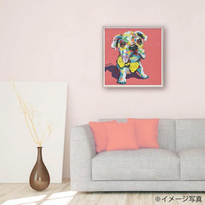 オイルペイントアート ハンドペイント 油絵 壁掛け 額入り アートフレーム 犬 動物 額縁_4