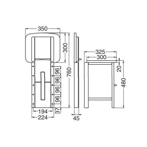 収納いす 後付けタイプ 480mm 耐荷重100kgf 玄関 椅子 折りたたみ リフォーム_2