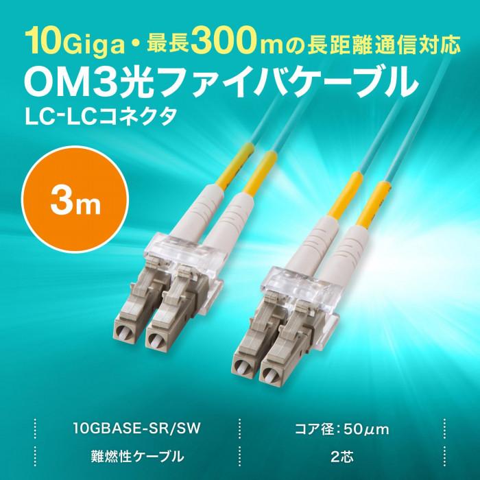 光ファイバケーブル LC-LCコネクタ マルチモード 3m 10ギガ高速通信_1