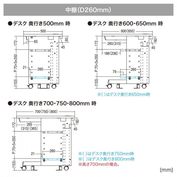 デスク中棚 収納ラック 事務机用 耐荷重20kg スチール製 ブラック_2