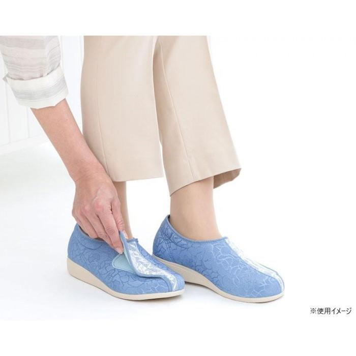 介護シューズ 快歩主義 21.5cm ブルー ホワイト 軽量 つまずきにくい_5
