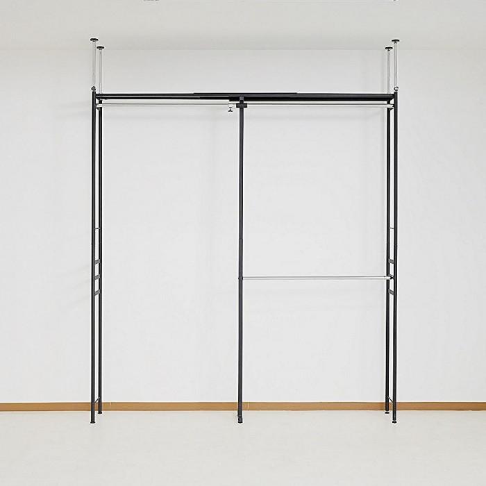 突っ張りクローゼットハンガー 111?200cm ハイタイプ ワイド 銀_1