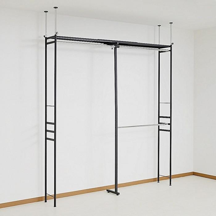 突っ張りクローゼットハンガー 111?200cm ハイタイプ ワイド 銀_2