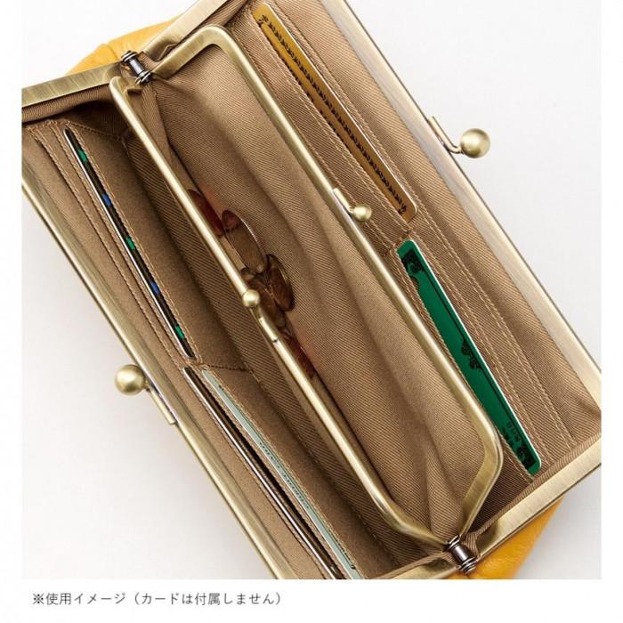 親子がま口長財布 23×10cm 牛革 キャメル カード8枚収納 スマホ入る