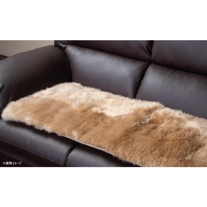 ムートンロングクッション ベージュ 40×120cm 長毛タイプ 羊毛皮100%の画像