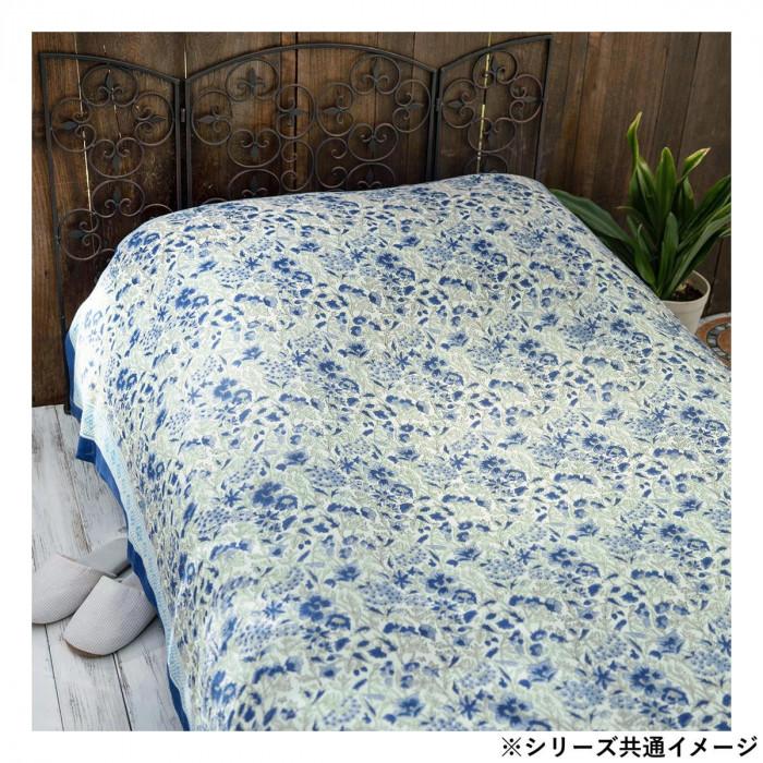 マルチクロス ボタニカル柄 サフランイエロー インド綿 ブロック