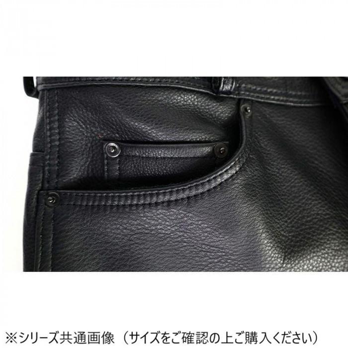 レザーパンツ ブラック LBサイズ 牛革製 ストレートシルエット タウンユースの画像