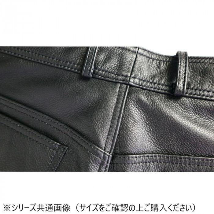 レザーパンツ ブラック LBサイズ 牛革製 ストレートシルエット タウンユースの画像