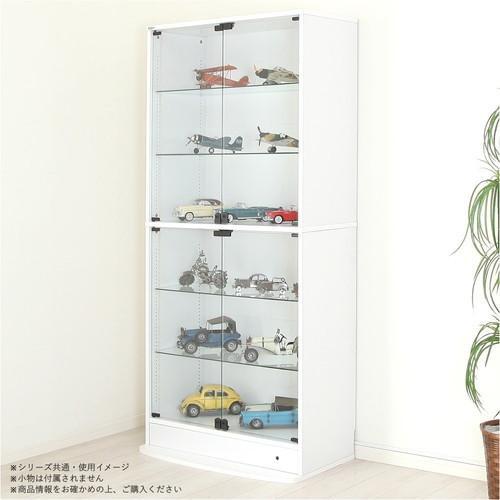 連結型コレクションラック 幅83.3cm 上部ユニット ブラウン ガラス扉の画像
