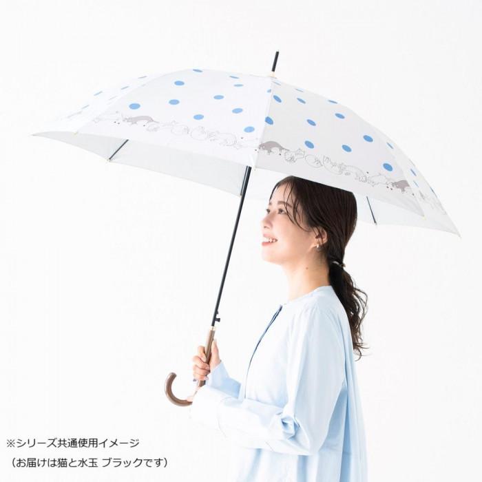晴雨兼用傘 大きめ 猫柄 裏面シルバーコーティング 60cm ブラック