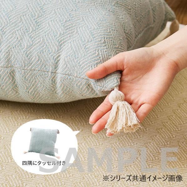 インド綿背当てクッション 45cm 2個組 タッセル付き 吸湿速乾 グリーン_3