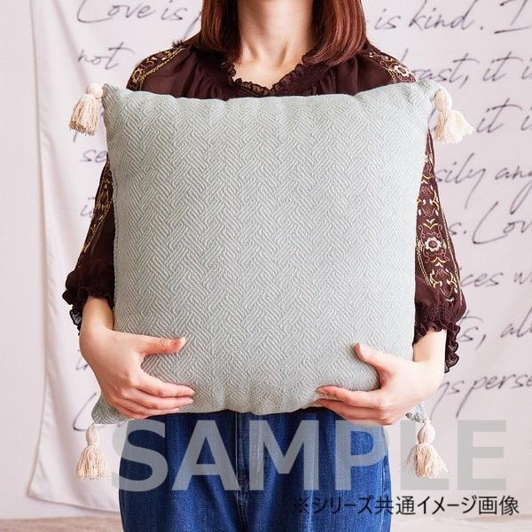 インド綿背当てクッション 45cm 2個組 タッセル付き 吸湿速乾 グリーン_4