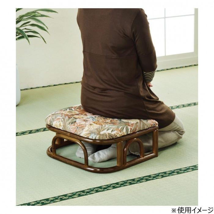 正座椅子 籐製 クッション付 ジャカード織 軽量 幅45cm ラタン 座椅子_2