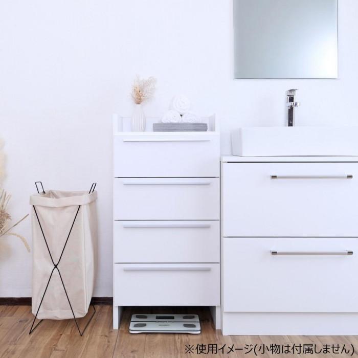 ランドリーチェスト スリム 38cm幅 4段 ホワイト タカシン家具工業