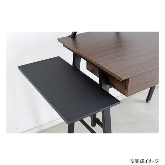 デスク 幅134cm ブラウン 可動テーブル付 スチール脚 お客様組立品の画像