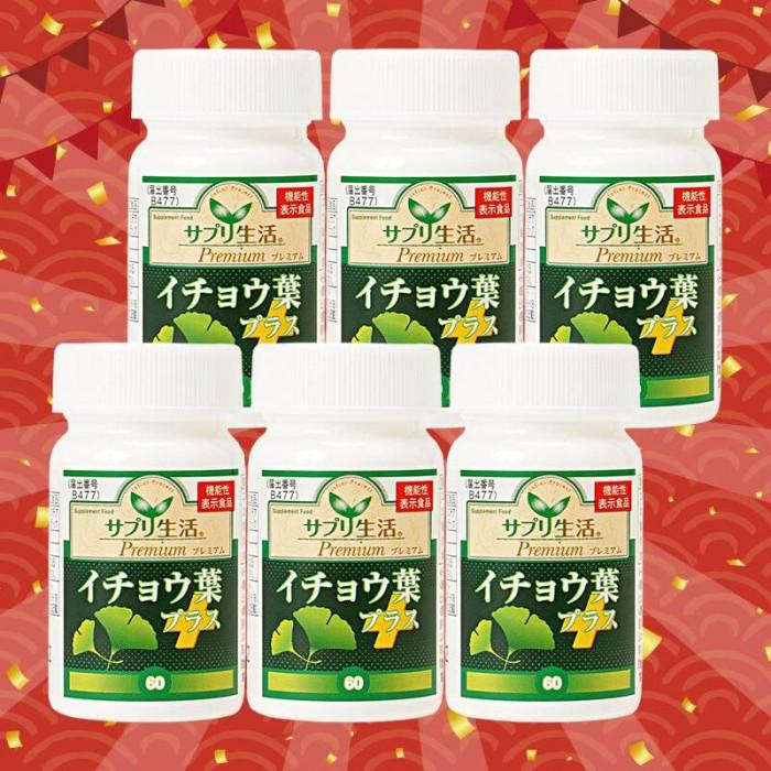 イチョウ葉サプリメント 機能性表示食品 フラボノイド 記憶維持 60粒 6本セット