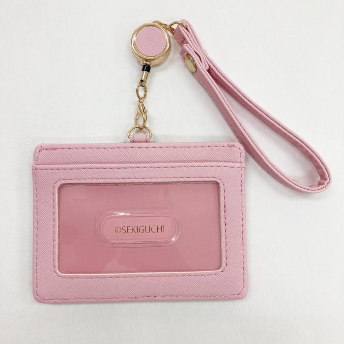 リール付きパスケース モンチッチちゃん ピンク 合皮 定期入れ 通学