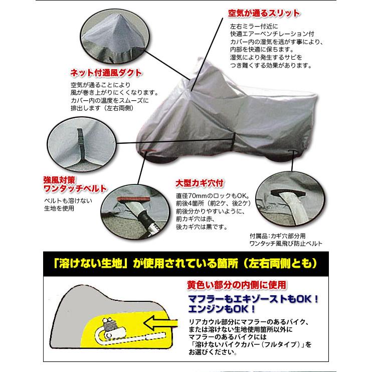 バイクカバー 溶けない ハーフタイプ Sサイズ 耐熱加工 防水仕様の画像