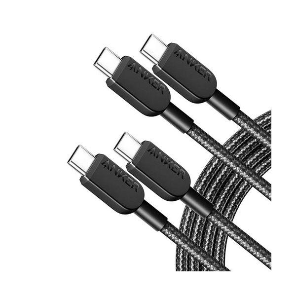 （まとめ） アンカージャパン ANKER 310 高耐久ナイロン USB-C＆USB-C ケーブル 1.8m ブラック B81E60111パック（2本） 〔×2セット〕