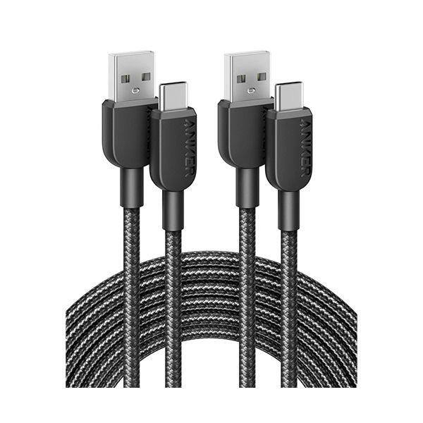 （まとめ） アンカージャパン ANKER 310 高耐久ナイロン USB-C＆USB-A ケーブル 3.0m ブラック B81G70111パック（2本） 〔×2セット〕