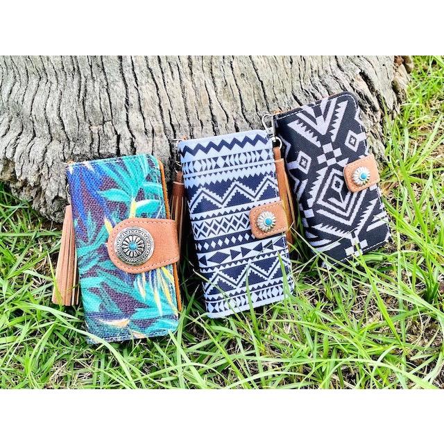 iPhone15 レザーケース☆フリンジストラップ/ネイティブ&コンチョ