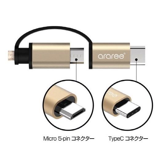 スマホ 充電 ケーブル USB Type-C Micro USB 変換 ケーブル(2in1) 　｜pocomobile｜02