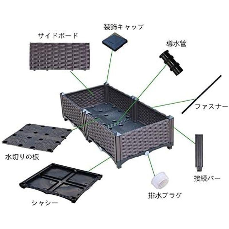 Aeon　hum　組立式ガーデンボックス　滑車付け　プラスチック　鉢植え入れ　園芸　花、植物、野菜栽培　自由組立　プランターボックス　ブラウ