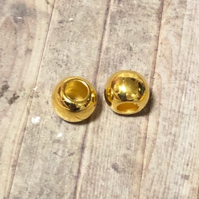 増量 30個 10mm 大穴 プラスチック ビーズ ゴールド |  | 01