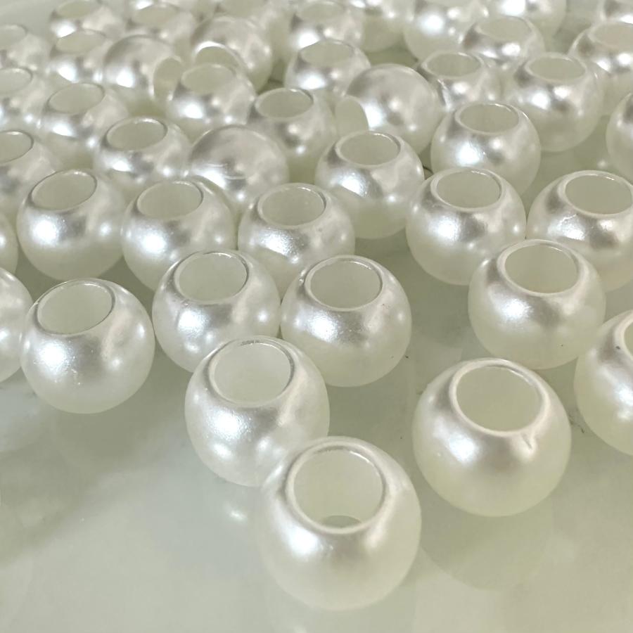 60個 10mm 大穴 プラスチック パール ビーズ : Guild by PoD 手芸